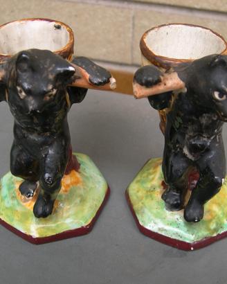 Ceramica antica, orsetti porta sale pepe vintage