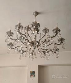 Lampadario Vintage in Cristallo e Metallo