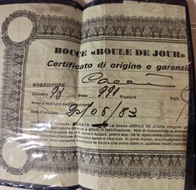 bocce Boule de Jour da collezione con certificato 