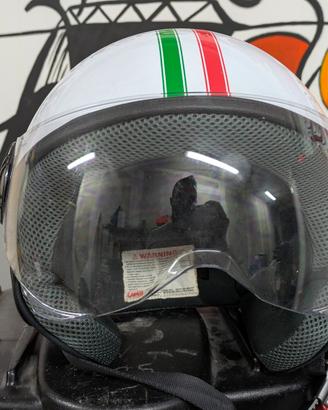 casco bianco con fasce tricolori  italia lampa xxl