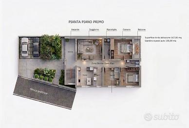 piano primo semi indipendente con giardino privat
