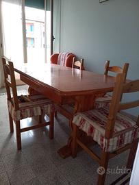 tavolo legno massello e 6 sedie