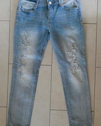 Fracomina jeans con strappi e perle