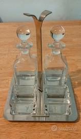 Set olio, aceto, sale e pepe in cristallo 