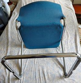 Sedia a sbalzo tipo Marcel Breuer turchese