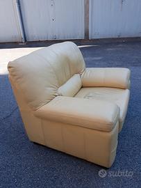 Poltrona ecopelle Beige/Panna