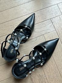 Scarpe con Tacco ZARA Nere con Dettagli di Perle