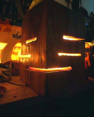 lampada legno castagno punto luce