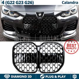 GRIGLIA Anteriore per BMW Serie 1 F40, Mascherina Nero Lucido Diamond 3d