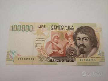 100000 lire Caravaggio