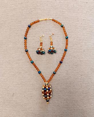 Parure nuova e unica collana e orecchini 