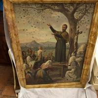 Grande Dipinto Antico Olio su Tela - Scena Religio