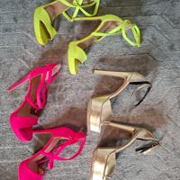Lotto 3 Paia Sandali Tacco 39 – Neon Rosa, giallo 