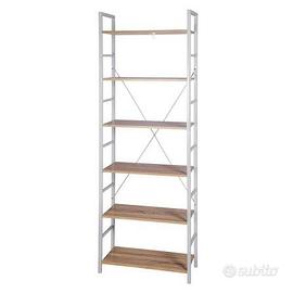 Libreria 6 Ripiani Rovere Chiaro Bianco
