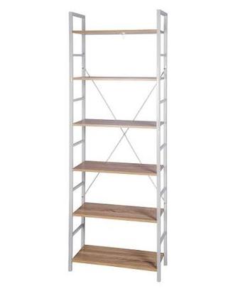 Libreria 6 Ripiani Rovere Chiaro Bianco