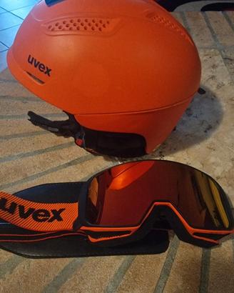 casco e occhiali sci uvex 