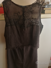 Abito Amuleti top in pizzo+gonna lunga100%Ramie