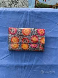 Portafoglio donna in pelle colorata interno blu co