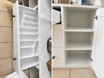 Armadio bianco con cassetti e vani contenitori