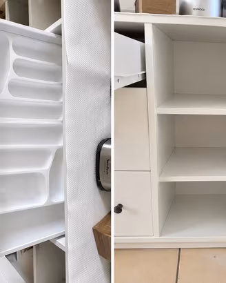 Armadio bianco con cassetti e vani contenitori