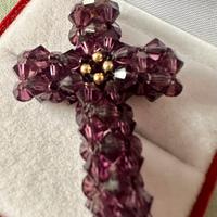 Croce oro 18k e Swarovsky bordeaux