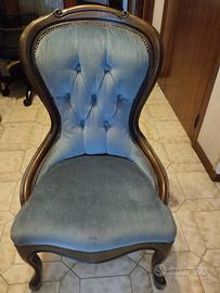 poltroncina legno e velluto 