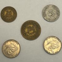 Collezione di 5 monete Tunisia Millimes Dinar