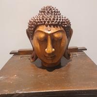 Testa di Buddha in Legno massello