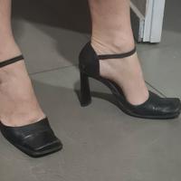 Scarpe  con tacco alto 9cm,pelle nera, tg 37