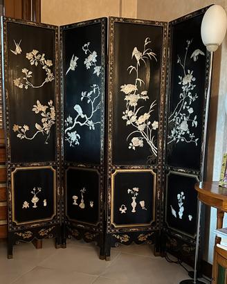 PARAVENTO Cinese con INTARSI  in MADREPERLA