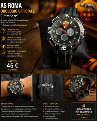 Orologio AS Roma Ufficiale Uomo – Sport Chrono Ner