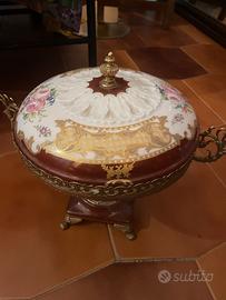 “Alfa”centrotavola vintage in porcellana e Ottone