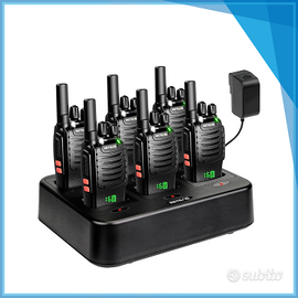 Set 6 walkie tolkie con base di ricarica, NUOVI