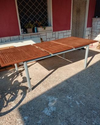 Tavolo in alluminio e teak 1.80/240 e 1.m