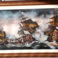 Grande quadro battaglia navale – Olio su tela