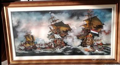 Grande quadro battaglia navale – Olio su tela