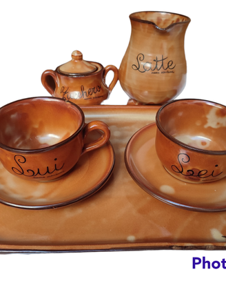 Set colazione "Lui e Lei" in ceramica nuovo