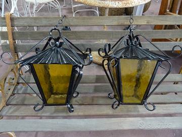 Coppia lanterne in ferro a sopensione
