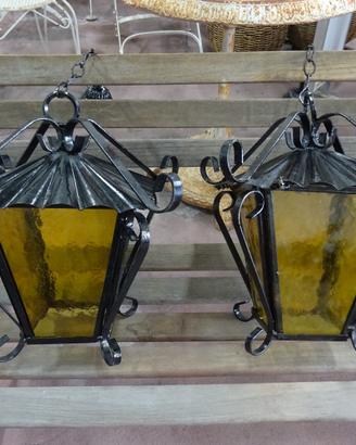Coppia lanterne in ferro a sopensione