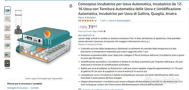 Incubatrice automatica per 16 uova