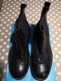 Stivaletti pelle montone morbida blue navy