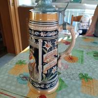 BOCCALE DI BIRRA TEDESCO CON COPERCHIO IN PELTRO