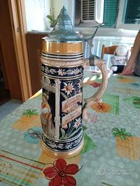 BOCCALE DI BIRRA TEDESCO CON COPERCHIO IN PELTRO