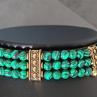 Bracciale di vera pietra, metallo e corda di nylon