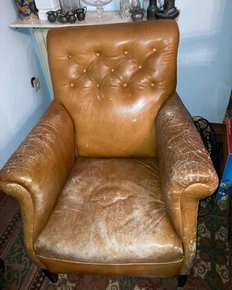 Poltrona pelle  chesterfield primi ‘900