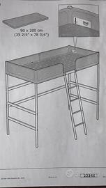 Letto a soppalco Ikea Tuffing con doppio materasso