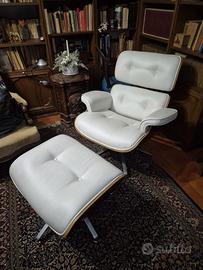 poltrona modernariato pelle bianca e radica