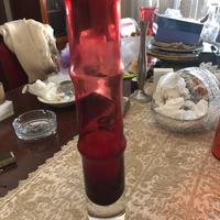 Vaso Bamboo in vetro rosso rubino di Bo Borgström