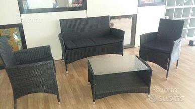 Salotto da esterno Nero con cuscini