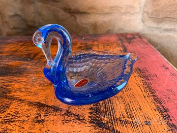 Svuotatasche cigno vetro Murano blu